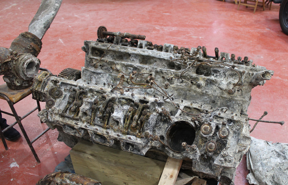 Starboard engine showing fire damage