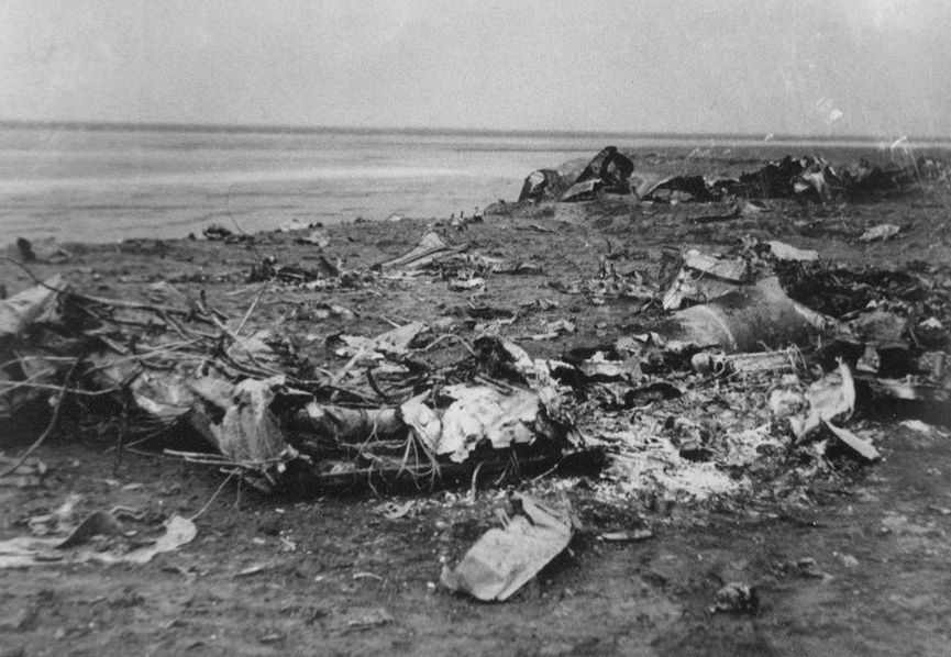 Burnt wreckage from the Ju 88